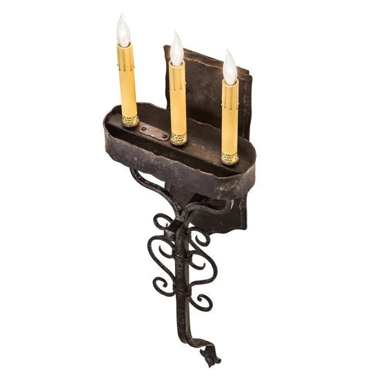 2nd Ave Lighting Ahriman 10" 3-Light Smoke Gothic Style Frame Wall Sconce