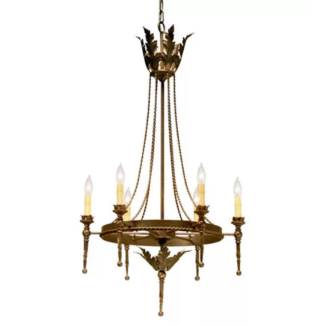 2nd Ave Lighting Amaury 24" 6-Light E12 Base Gilded Tobacco Chandelier