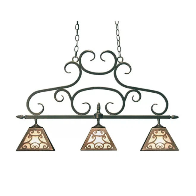 2nd Ave Lighting Bandolei 36" 3-Light E26 Base Statuario Idalight Shade Gilded Tobacco Island Pendant Light