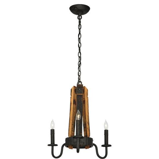 2nd Ave Lighting Barrel Stave 17" Wide Madera 3 Light Chandelier in Coffee Bean Finish