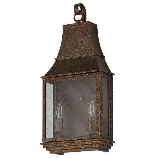 2nd Ave Lighting Bastille 10" Clear Seeded Glass ShadeGolde Bronze Lantern Wall Sconce