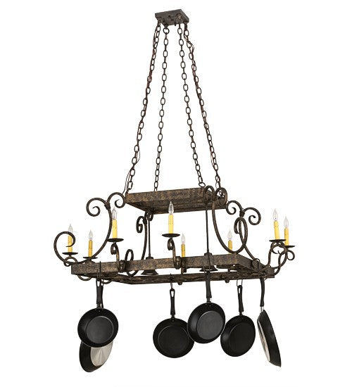 2nd Ave Lighting Caiden 56" Wide 10 Light Pot Rack in Golden Bronze Finish