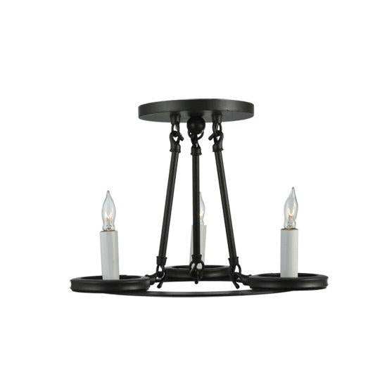 2nd Ave Lighting Caparthian 14" Wide 3-Light Honey Amber Faux Candle Lights Wrought Iron Semi-Flushmount Lighting
