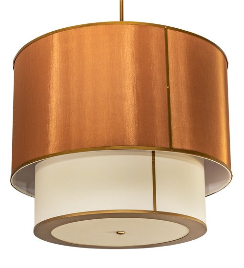 2nd Ave Lighting Cilindro 40" Wide Textrene Two Tier Pendant in Metallic Gold Finish