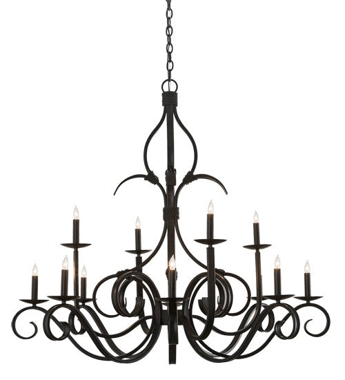 2nd Ave Lighting Cypress 48" Wide 12 Light Chandelier in Satin Black Finish