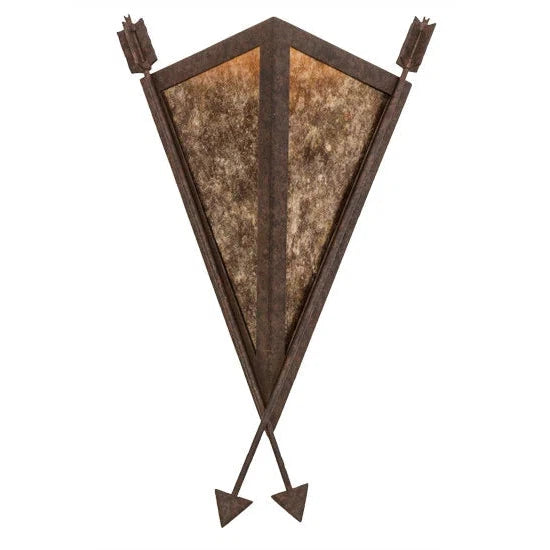 2nd Ave Lighting Desert Arrow 12" 1-Light E12 Base Amber Mica Shade Rusty Nail Wall Sconce