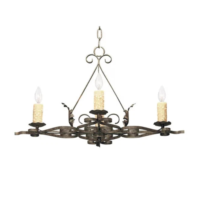 2nd Ave Lighting Elianna 28" 4-Light Honey Amber Faux Candlelights Chestnut Oblong Chandelier