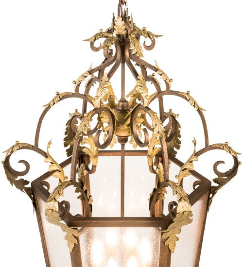2nd Ave Lighting Elisa 25" Wide 8 Light Pendant in Light Tobacco and Antique Gold Finish