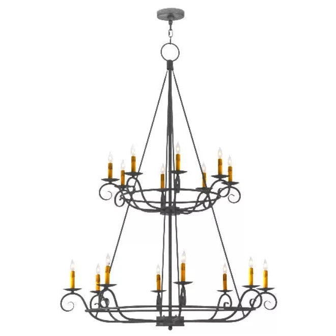2nd Ave Lighting Estrella 45" 16-Light E12 Base Blackened Pewter Two Tier Chandelier