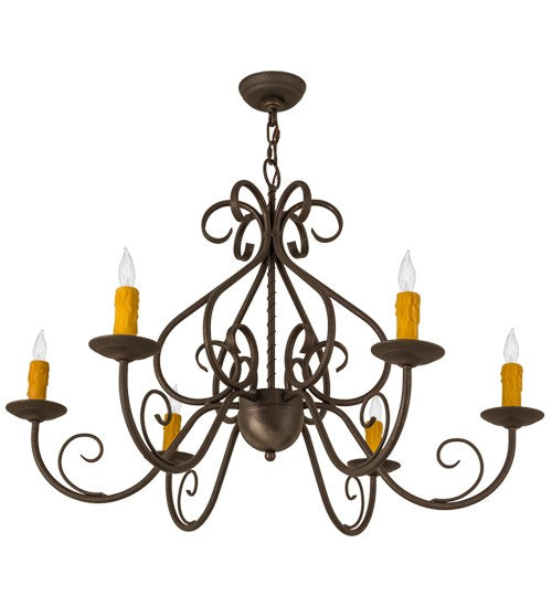 2nd Ave Lighting Jenna 36" Wide 6 LT Chandelier in Gilded Tobacco Finish