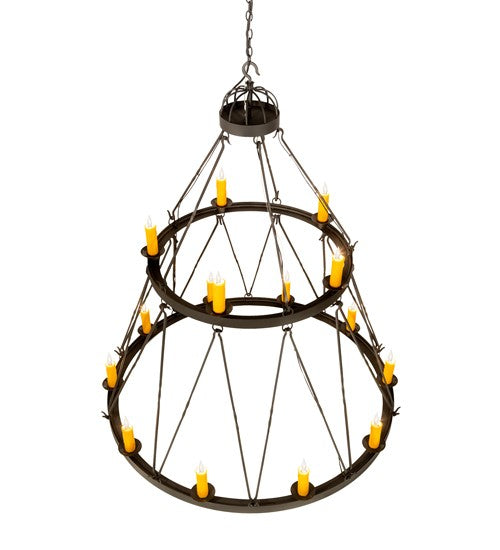 2nd Ave Lighting Lakeshore 60" Wide Two Tier 15 Light Chandelier in Wrought Iron Finish