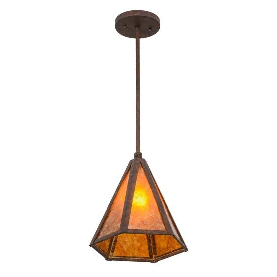 2nd Ave Lighting Lars 10" 1-Light E26 Base Amber Mica Lens Rusty Nail Pendant Light