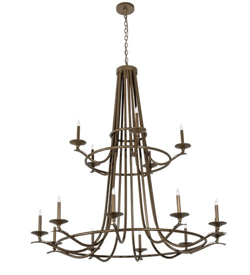 2nd Ave Lighting Octavia 60" Wide Two Tier 15 Light Chandelier in Metallic Brown Finish