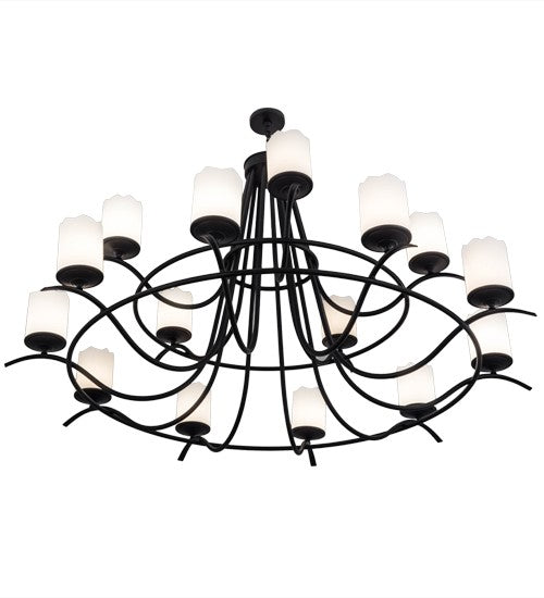 2nd Ave Lighting Octavia 78" Wide Two Tier 15 LT Chandelier in Blackwash Finish