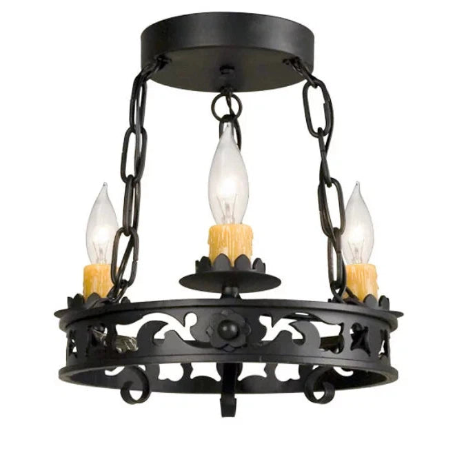 2nd Ave Lighting Sagebrush 14" 3-Light Blackwash Finish Chandelier