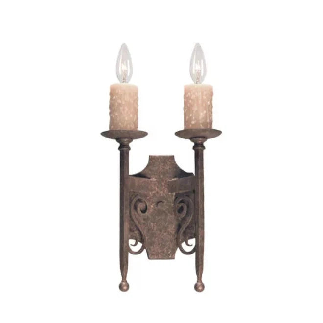 2nd Ave Lighting Toscano 9" 2-Light Old Gold Wall Sconce