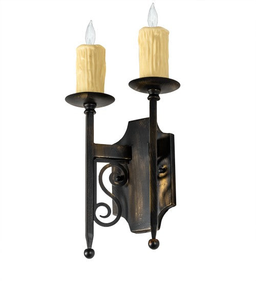 2nd Ave Lighting Toscano 9" Wide 2 Light Wall Sconce in Antique Black Finish