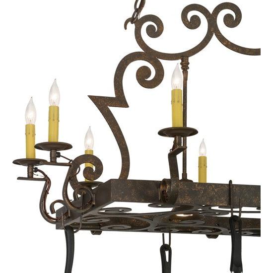 2nd Ave Lighting Tourelle 48" Long 10 LT Pot Rack With Downlights in Gilded Tobacco Finish