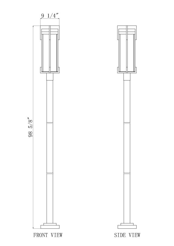Z-Lite Fortis 5031PHBR-5012P-BK 2-Light Aluminum Sand Black Frame Clear Ribbed Glass Shade Outdoor Post Mounted Fixture