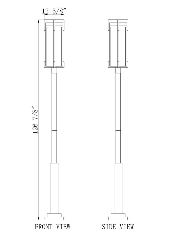 Z-Lite Fortis 5031PHXLR-5010P-BK 3-Light Aluminum Sand Black Frame Clear Ribbed Glass Shade Outdoor Post Mounted Fixture