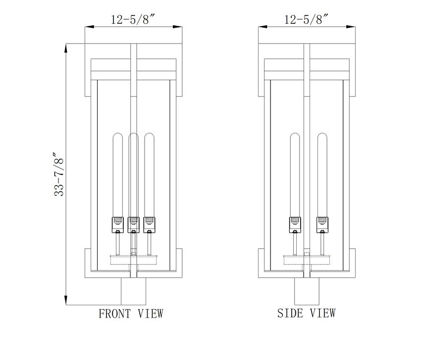 Z-Lite Fortis 5031PHXLR-BK 3-Light Aluminum Sand Black Frame Clear Ribbed Glass Shade Outdoor Post Mount Fixture
