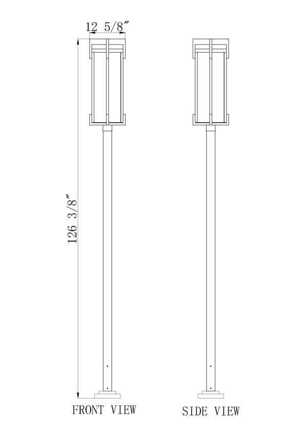 Z-Lite Fortis 5031PHXLS-536P-BK 3-Light Aluminum Sand Black Frame Clear Ribbed Glass Shade Outdoor Post Mounted Fixture
