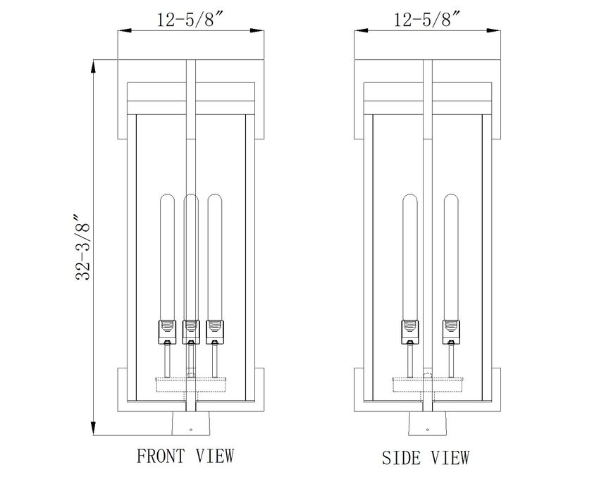 Z-Lite Fortis 5031PHXLS-BK 3-Light Aluminum Sand Black Frame Clear Ribbed Glass Shade Outdoor Post Mount Fixture