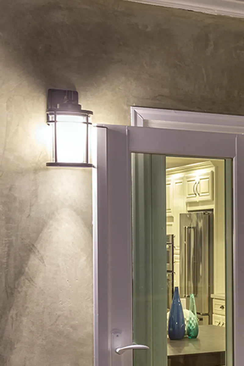 Euri Lighting Residential LED 11.5-Watts 4000K Wet Rated Non-Dimmable Bronze Finish With Frosted Glass Lens Outdoor Wall Lantern