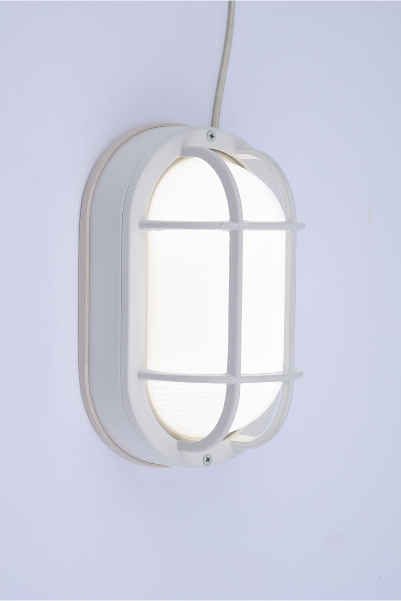 Euri Lighting Residential LED 6.2-Watts Non-Dimmable Wet Rated 6 Color Selectable Frosted Glass Lens Matte White Housing Outdoor Bulkhead Wall Light