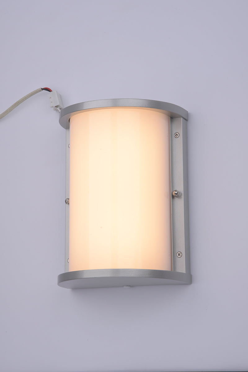 Euri Lighting Residential LED 12.5-Watts Wet Rated 6 Color Selectable Non-Dimmable Photocell Sensor Brushed Nickel Trim Aluminum Housing Half Cylinder Wall Sconce
