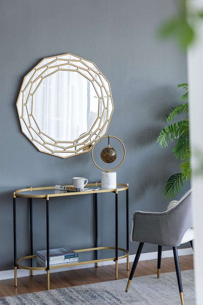 A&B Home 12" x 18" Bundle of 9 White Marble Base With Gold Ring and Amber Glass Orb Table Lamp
