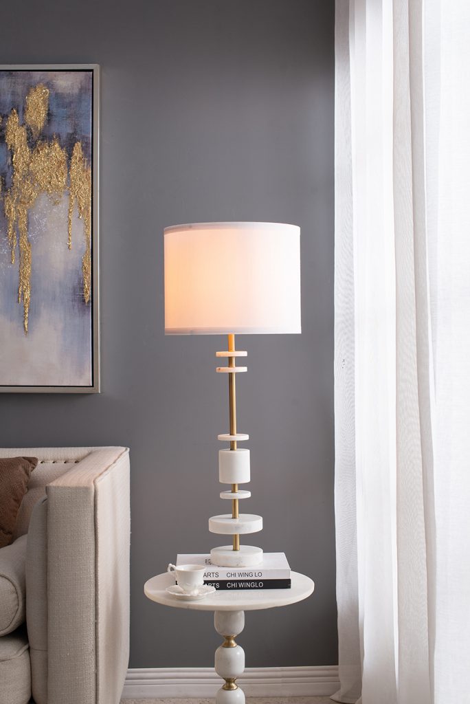 A&B Home 13" x 33" Bundle of 12 White Table Lamp With White Fabric Shade