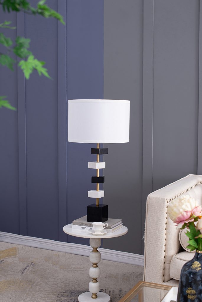A&B Home 15" x 30" Bundle of 12 Black and White Table Lamp With Drum-Shaped Shade
