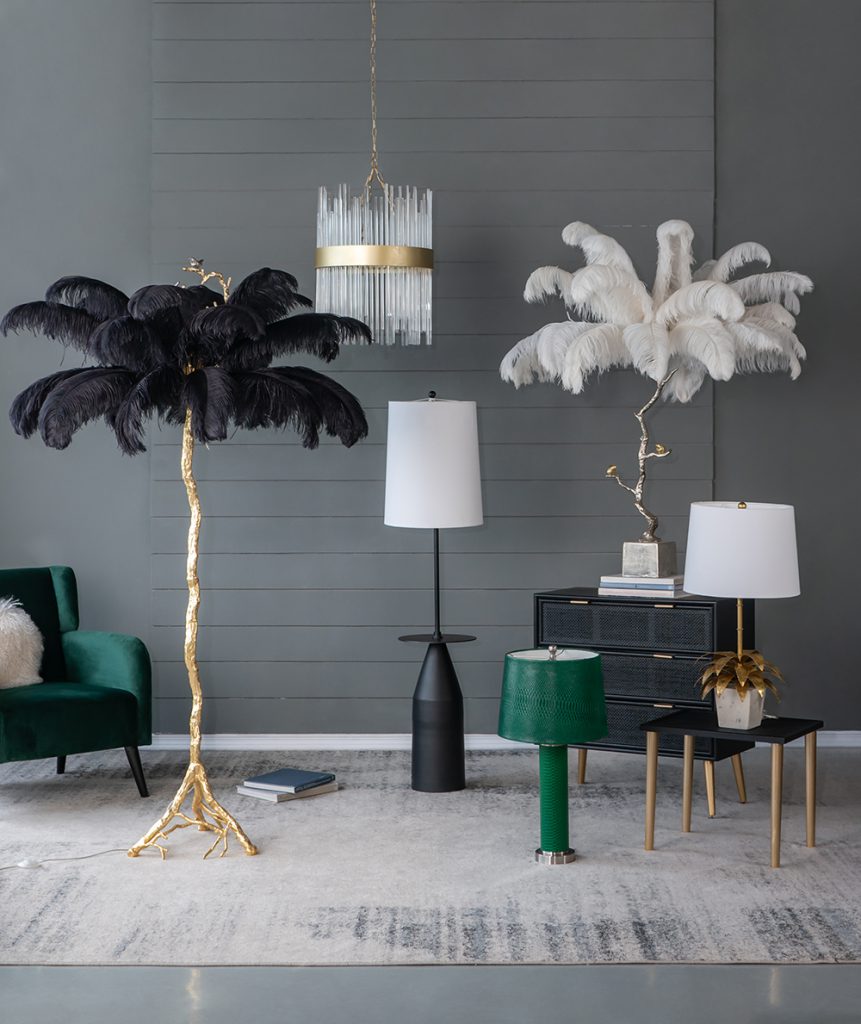 A&B Home 15" x 61" Bundle of 9 Black and White Bullet Shape Floor Lamp