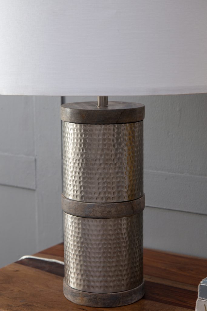 A&B Home 16" x 24" Bundle of 9 Gray and White Hammered Table Lamp