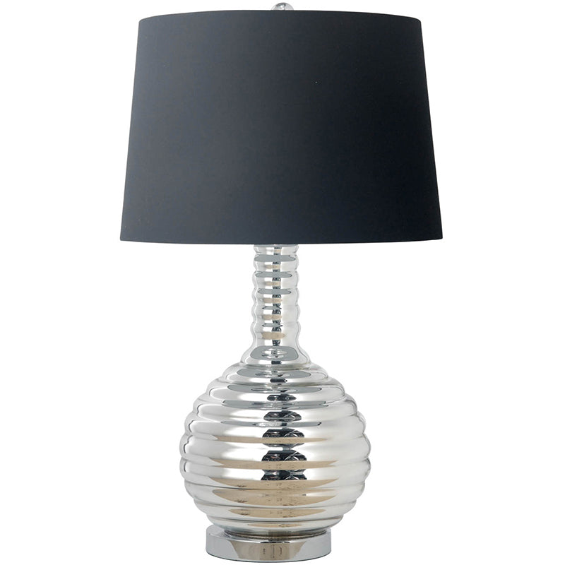 A&B Home 16" x 26" Silver Glass Lamp With Black Drum Shade