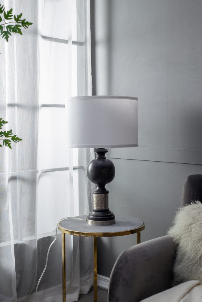 A&B Home 16" x 27" Bundle of 15 Black and Gray Table Lamp With Hammered Metal