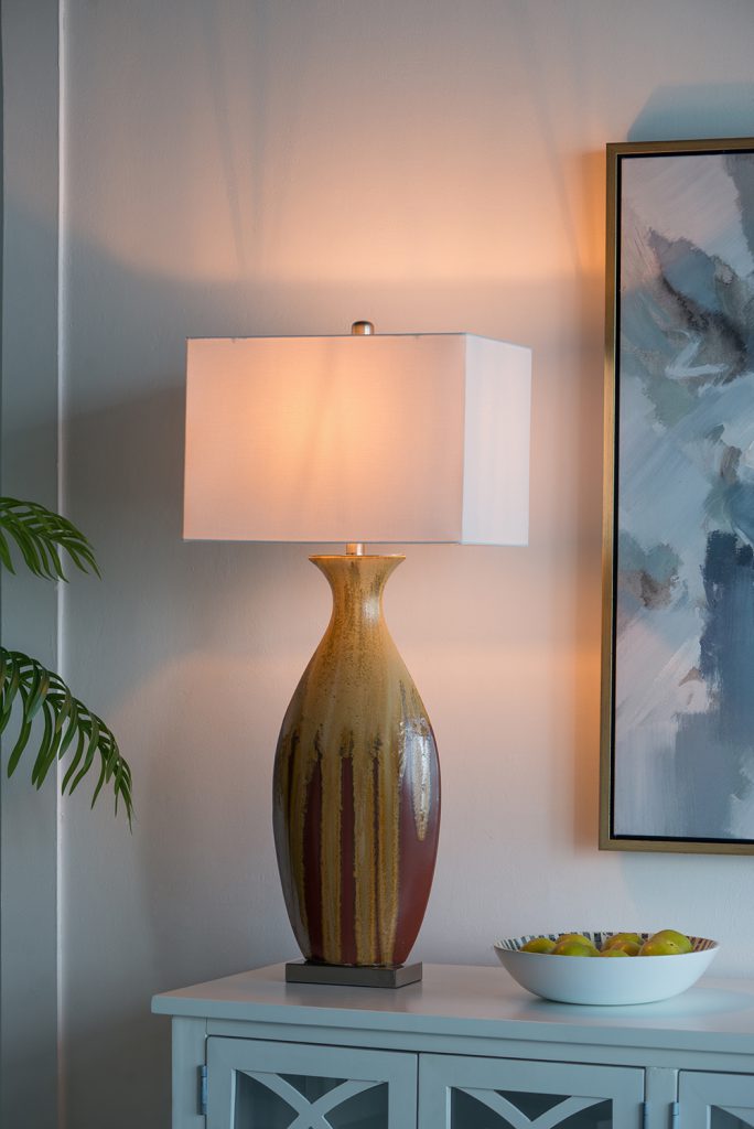 A&B Home 16" x 36" Bundle of 15 Multi-Colored Drip Glaze Ceramic Table Lamp With Ivory Fabric Shade