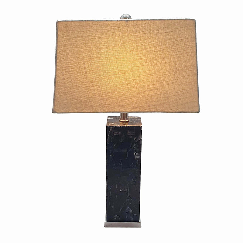 A&B Home 18" x 22" Square Black Resin Inlay Table Lamp With Rectangular Beige Shade