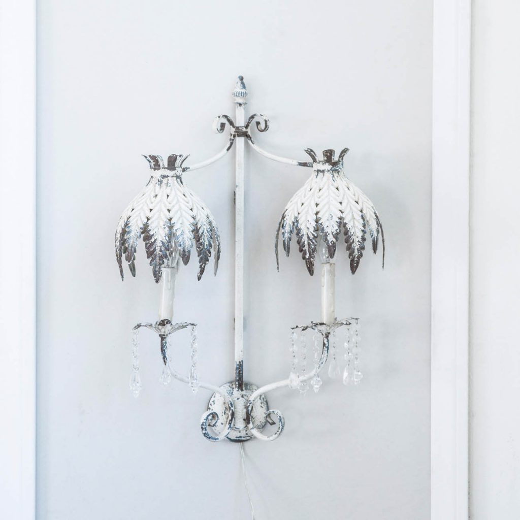 A&B Home 18" x 25" Bundle of 15 Distressed White With Crystal Accent Two-Armed Wall Light