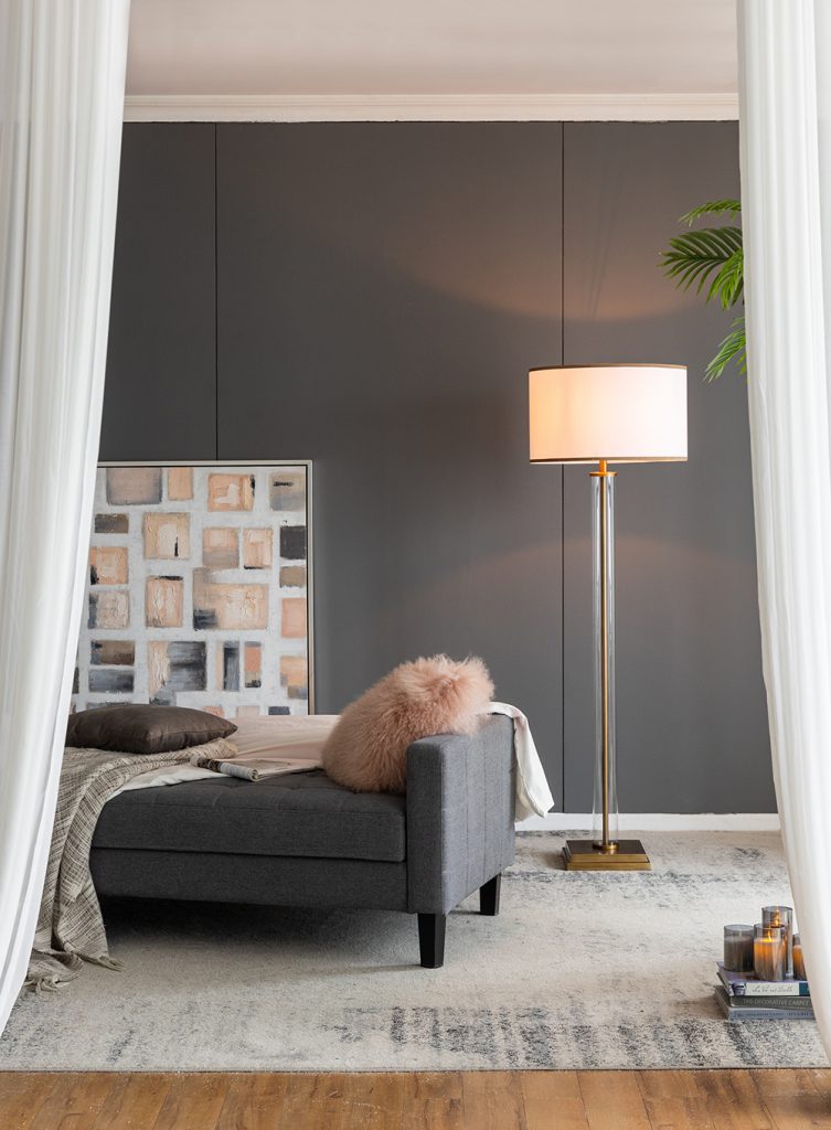 A&B Home 20" x 72" Bundle of 6 Bronze and White Floor Lamp with Glass Cylinder Design