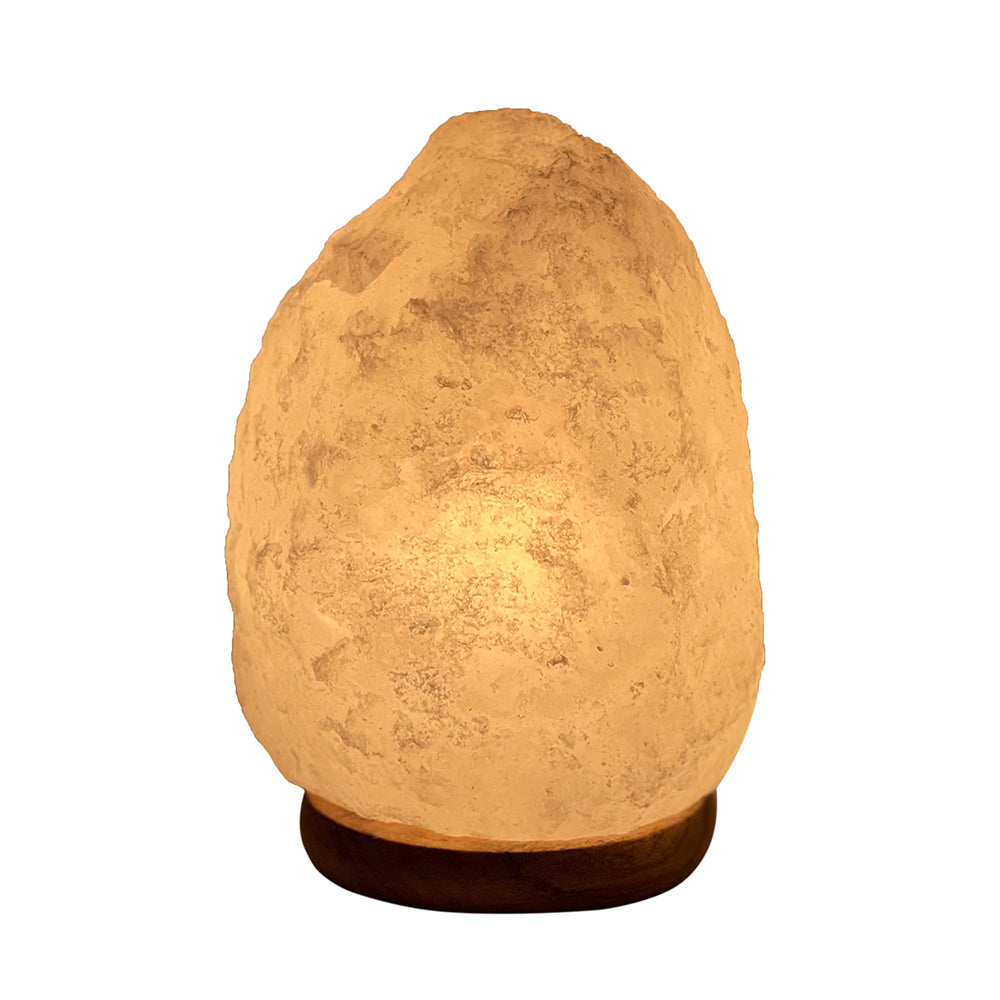 A&B Home 5" x 8" White Himalayan Salt and Wooden Base Table Lamp