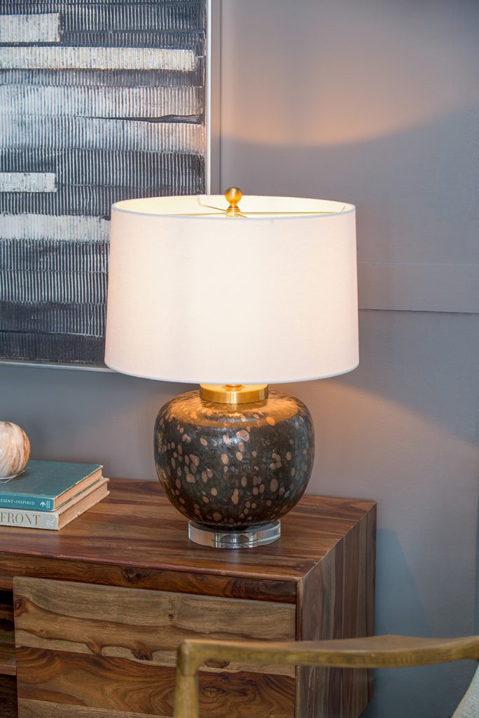 A&B Home Amir 16" x 22" Bundle of 7 Black and Gold Glass Table Lamp