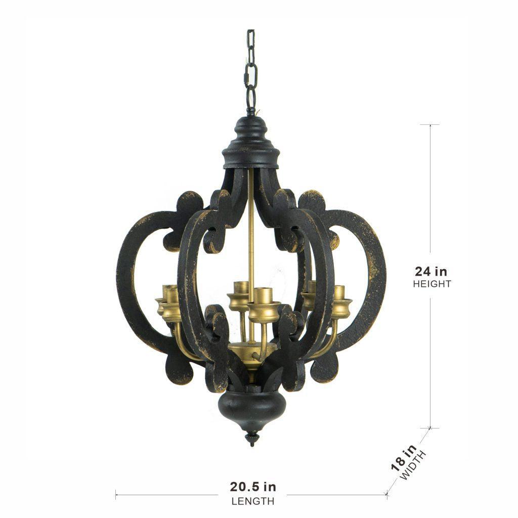 A&B Home Baroda 6-Light Bundle of 4 Chandelier in Antique Black Finish