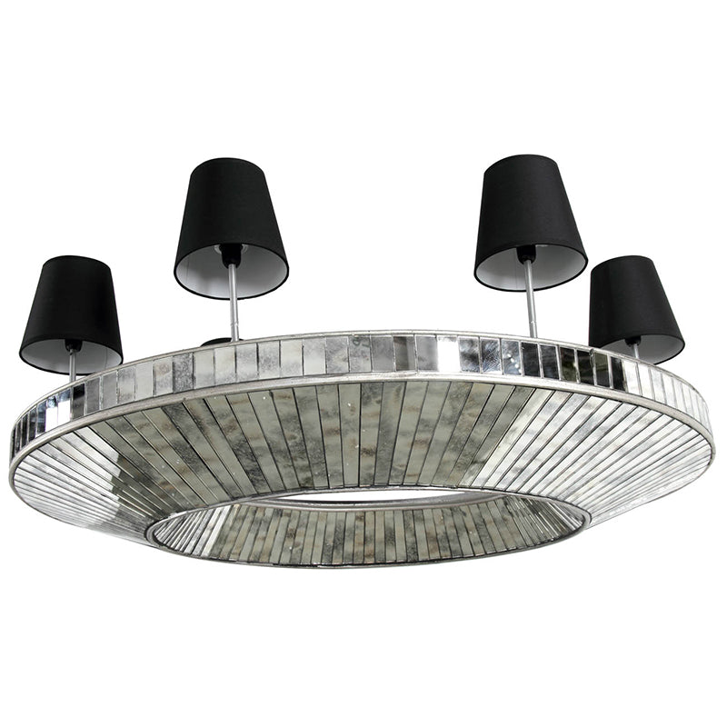 A&B Home Bundle of 3 41" x 15" 6-Light Round Silver Base With Black Shade Chandelier