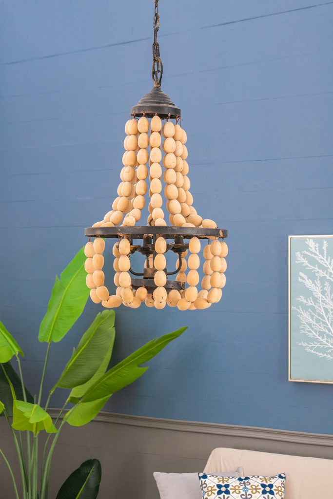 A&B Home Bundle of 4 19" x 33" 4-Light White Beaded Chandelier With Black Metal Frame