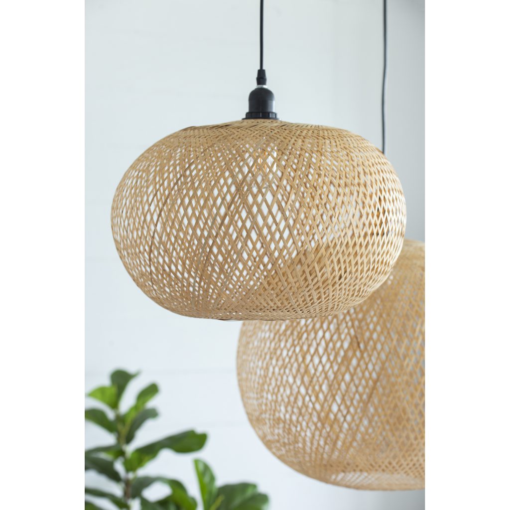 A&B Home Bundle of 40 18" x 9" 1-Light Round Woven Bamboo Chandelier