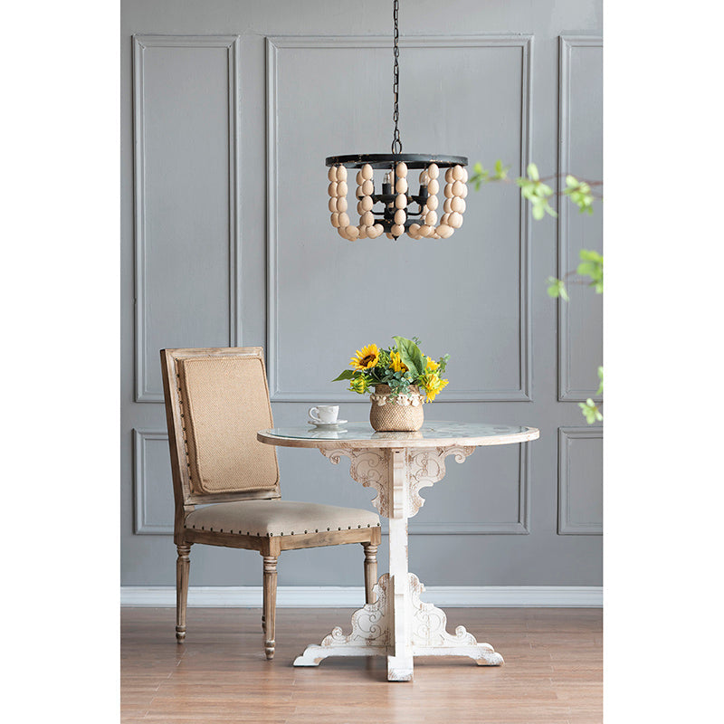 A&B Home Bundle of 5 19" x 14" 4-Light White Beaded Chandelier With Black Metal Frame