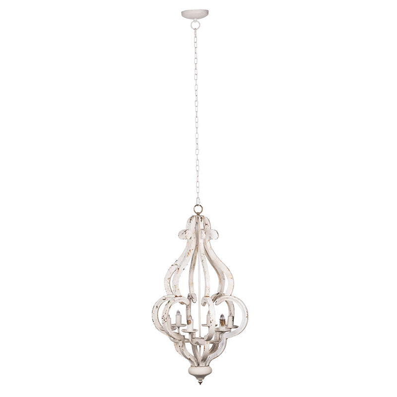 A&B Home Bundle of 6 21" x 38" 6-Light Distressed White Wooden Chandelier