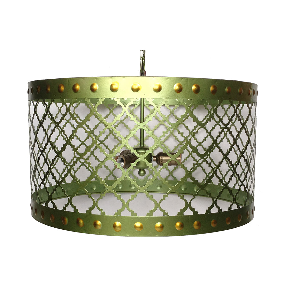 A&B Home Bundle of 9 21" x 12" 4-Light Round Green Metal Chandelier